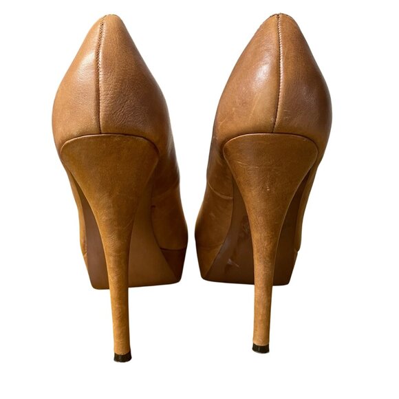 Steve Madden Darrina Leather Platform Stiletto Heels Brown Sz 8.5 Pointed Toe - Picture 5 of 8